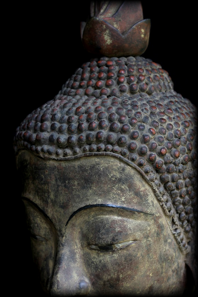 Extremely Rare 17C - 18C Walking Wood Laos Buddha #A20